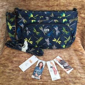 Brand New! Lug Samba Dragonfly Navy Crossbody RFID